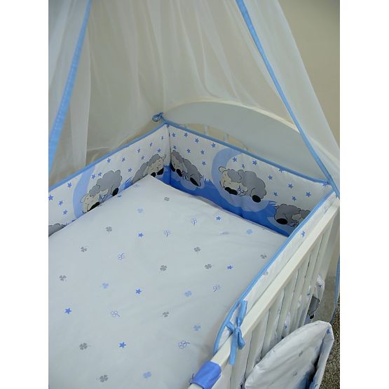 Sada obliečok do postieľky - ovečky - modrá 120x90 cm