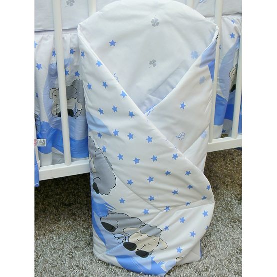 Sada obliečok do postieľky - ovečky - modrá 120x90 cm