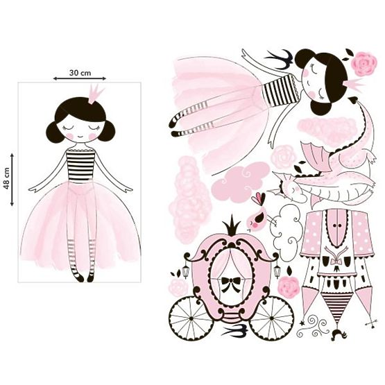 Samolepka Samolepka na stenu - Princezná a drak