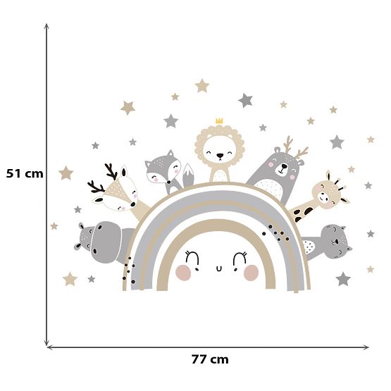 Samolepky na stenu - Dúha so zvieratkami