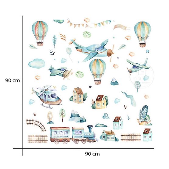 Samolepky na stenu - Lietadlá a balóny