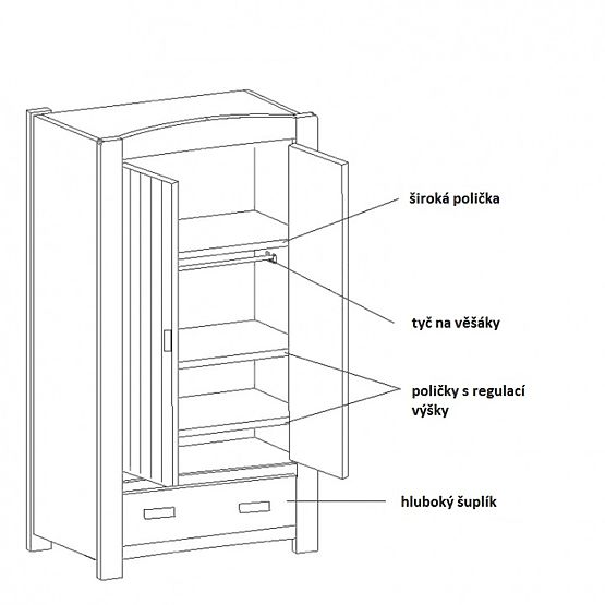 Šatníková skriňa Fino