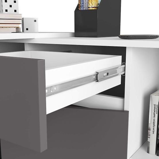 SET CLP B-17 KOMODA + PÍSACÍ STÔL PK BIELA / SIVÁ