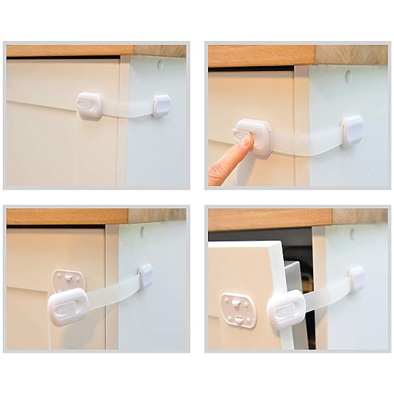 SIPO Multifunkčný nastaviteľný zámok na skrine a zásuvky - 6ks