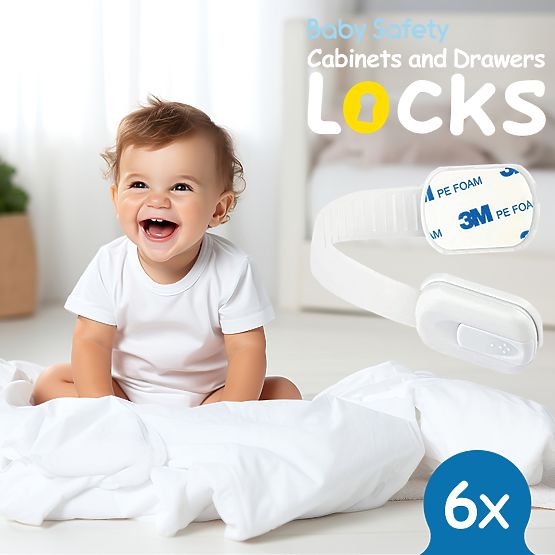 SIPO Multifunkčný nastaviteľný zámok na skrine a zásuvky - 6ks