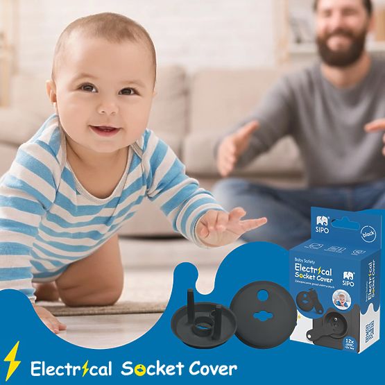 SIPO Ochranné kryty pre elektrické zásuvky, čierne - 12ks