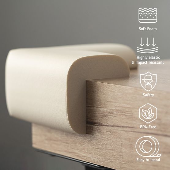 SIPO Penová ochrana rohov nábytku, béžová - 4 ks