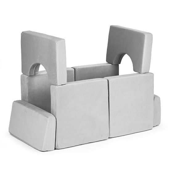 Skladacia modulárna pohovka pre deti veľká 2-miestna DIY 10 mäkkých vankúšov - sivá ECOTOYS