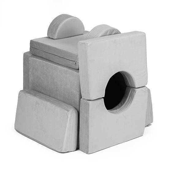 Skladacia modulárna pohovka pre deti veľká 2-miestna DIY 10 mäkkých vankúšov - sivá ECOTOYS