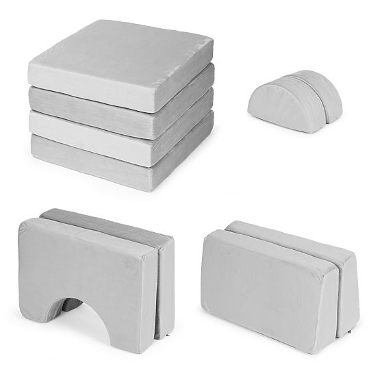 Skladacia modulárna pohovka pre deti veľká 2-miestna DIY 10 mäkkých vankúšov - sivá ECOTOYS