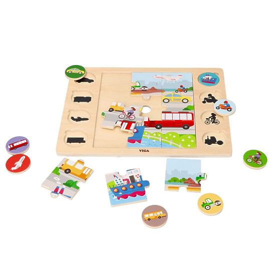 Skladačka 2v1 Vozidlá - puzzle a hra nájdi tieň