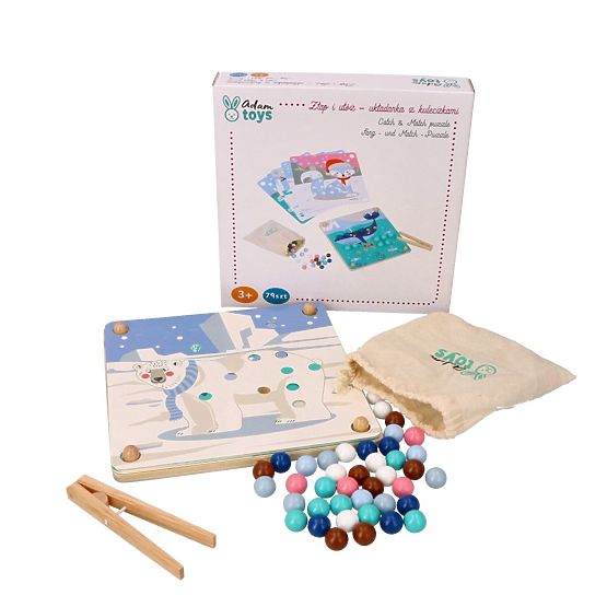 Skladačka s guľôčkami Chyť a zostav arktické zvieratá