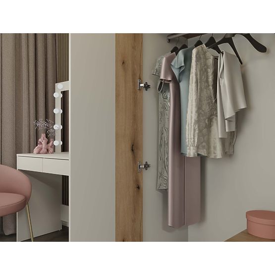 SKRIŇA AVA 150 CM ZRKADLO 2 ZÁSUVKY DRÁŽKOVANÝ PREDNÝ DUB EVOKE KAŠMÍR BÉŽOVÁ