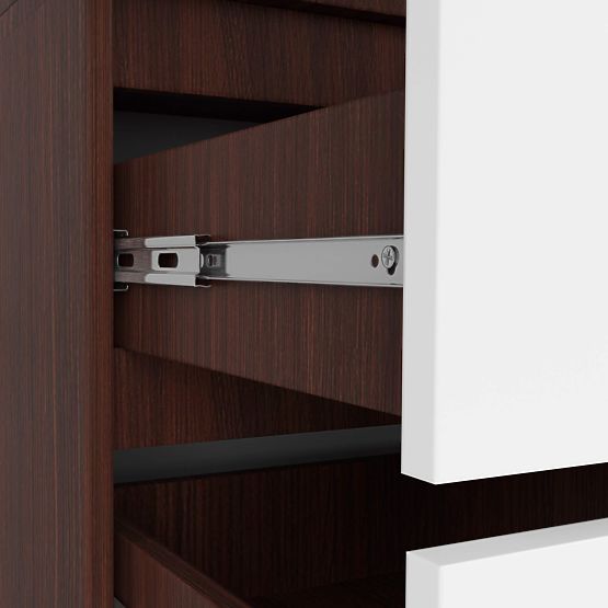 SKRIŇA S 90 cm 2 DVERE 2 ZÁSUVKY 2 ZRKADLÁ PK WENGE / BIELA