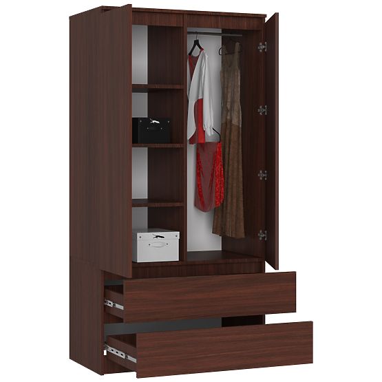 SKRIŇA S 90 cm 2 DVERÍ 2 ZÁSUVKY PK WENGE