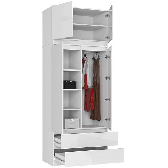 SKRIŇA S NÁSTAVCOM S90 2D 2SZ CLP PK BIELY LESK