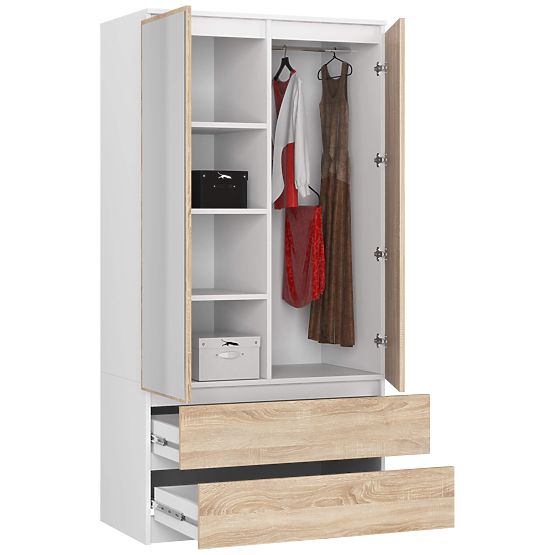 SKRIŇA S90 2D 2SZ 2 ZRKADLÁ CLP PK BIELA / SONOMA