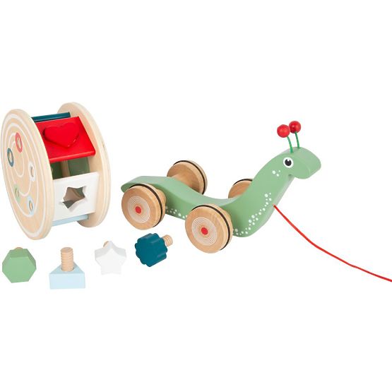 Slimák s triediacou škatuľkou na šnúrke Montessori
