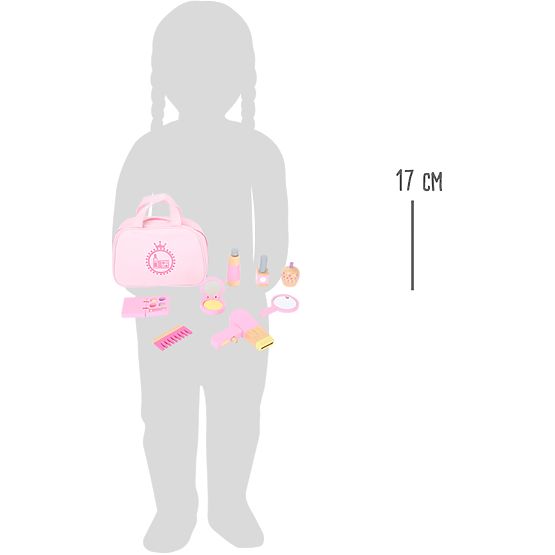 small foot Detská kozmetická taštička ružová s drevenými doplnkami