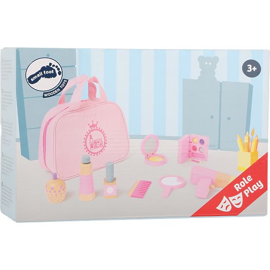 small foot Detská kozmetická taštička ružová s drevenými doplnkami