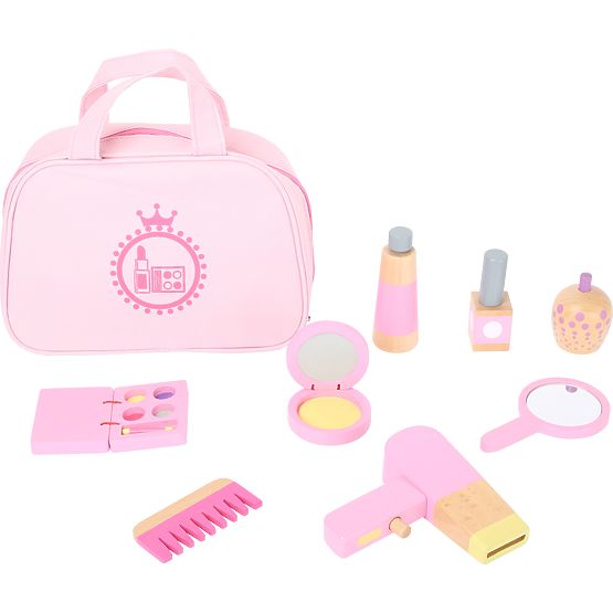 small foot Detská kozmetická taštička ružová s drevenými doplnkami