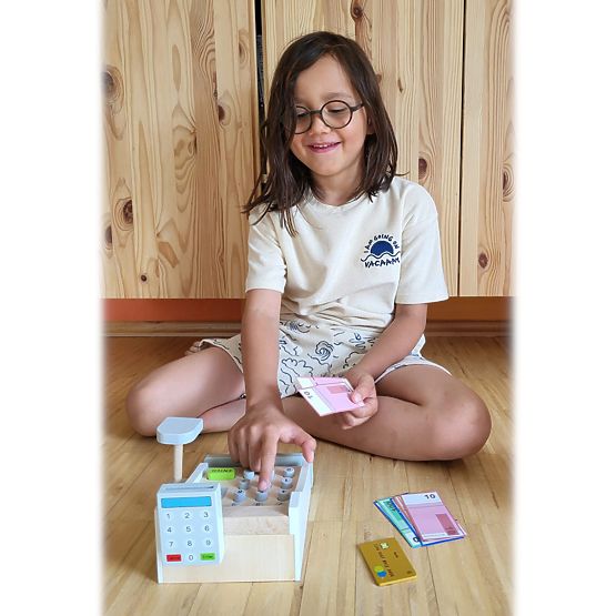 Small Foot Drevená evidenčná pokladňa biela