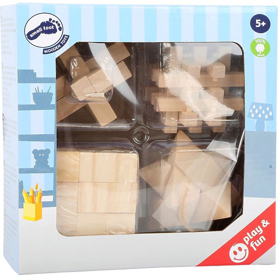 Small Foot Drevené hlavolamy set 4 ks
