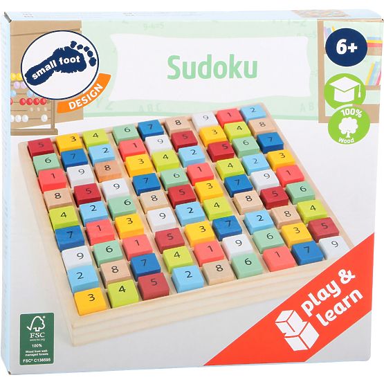 Small Foot Drevené sudoku farebné kocky