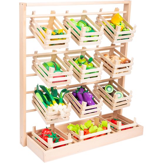 small foot Drevený predajný stojan s prepravkami