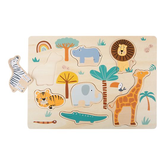 Small Foot Vkladacie drevené puzzle Safari