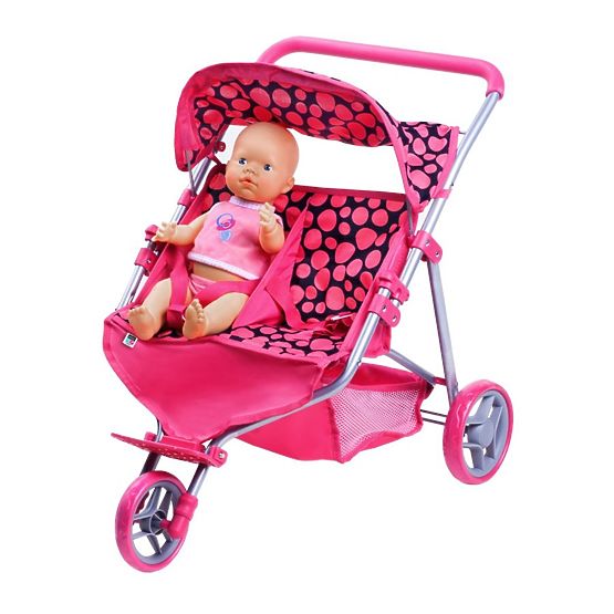 Športový kočík pre 2 bábiky PlayTo Klaudie ružový