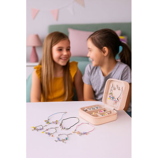 Súprava na výrobu náramkov, náhrdelníkov, príveskov, korálikov 66 prvkov + organizér a taška