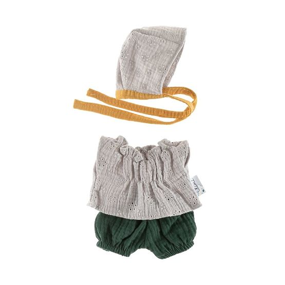 Súprava s bonetkou pre bábiky 21cm sivá čipka