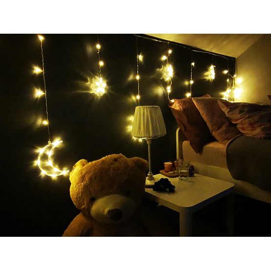 Svetelné reťaze mesiace a hviezdy vianočné osvetlenie 96LED