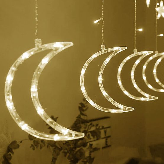 Svetelné reťaze mesiace a hviezdy vianočné osvetlenie 96LED