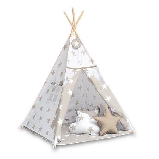 Teepee - béžové s hviezdičkami