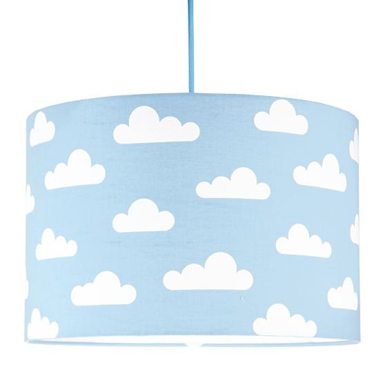 Textilná závesná lampa - obláčiky - modrá
