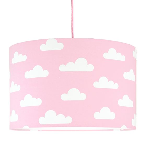 Textilná závesná lampa - obláčiky - ružová
