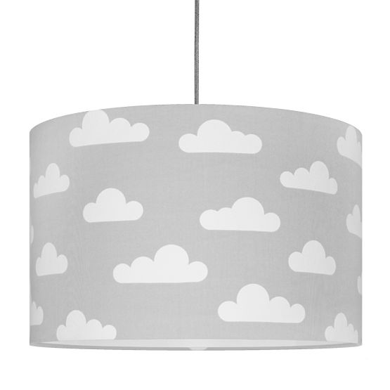 Textilná závesná lampa - obláčiky - sivá