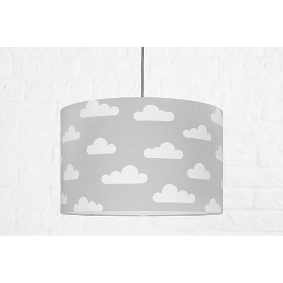 Textilná závesná lampa - obláčiky - sivá
