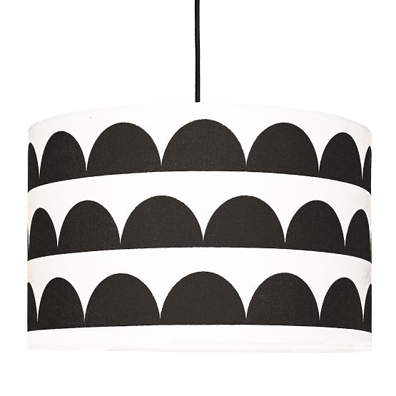 Textilná závesná lampa - polmesiace - čierna