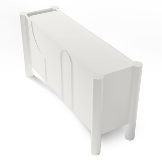 Trojdverová komoda Lunaria s frézovaným čelom, biela