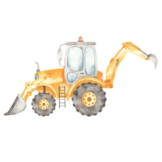 Truhlica na hračky Daria biela s potlačou Žltý bager