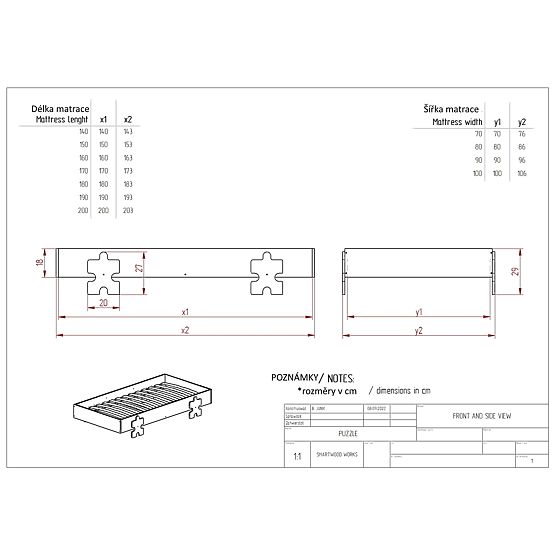 Univerzálna posteľ Puzzle - čierna