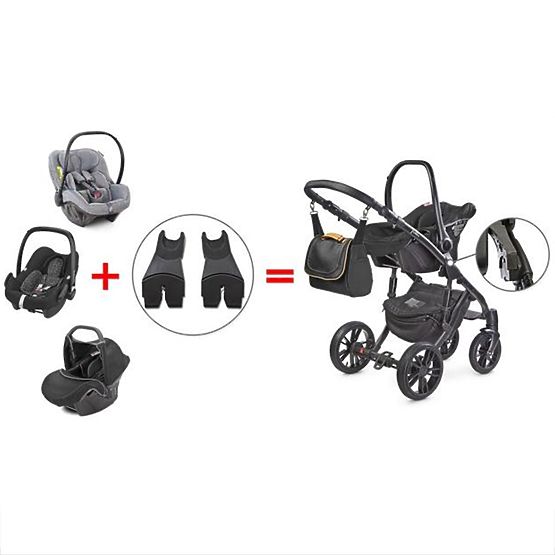 Univerzálne adaptéry na autosedačku ku kočíku Camini Čierna
