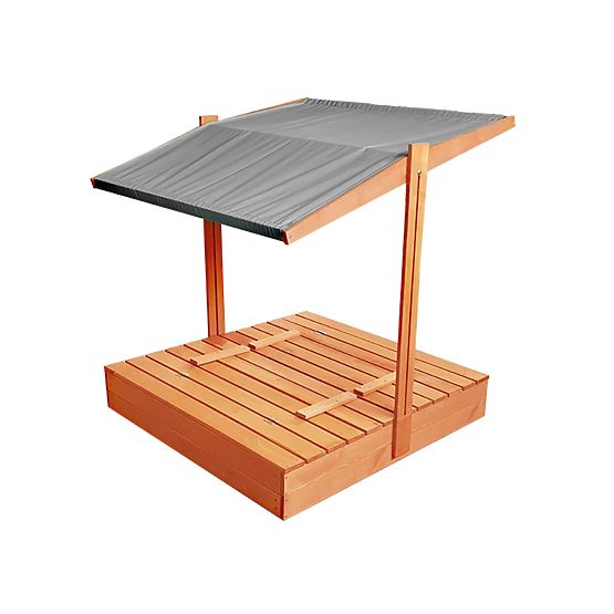 Uzavierateľné pieskovisko s lavičkami a strieškou 120 x 120 - sivá