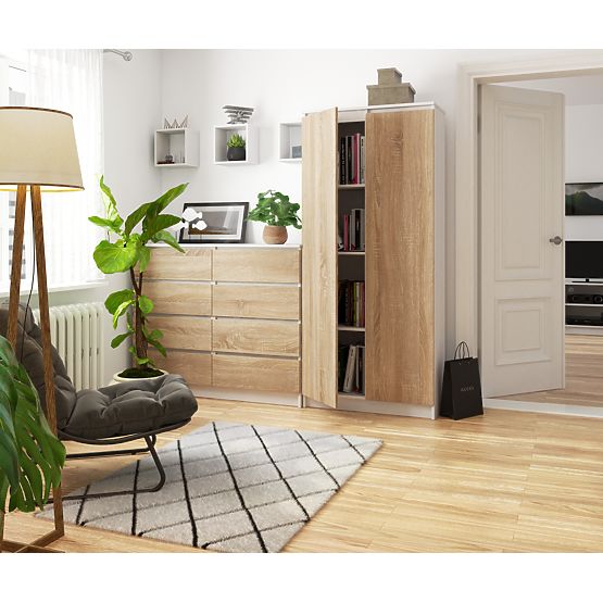 UZAVRETÁ KNIŽNICA R80 2D 8P CLP BIELA / SONOMA