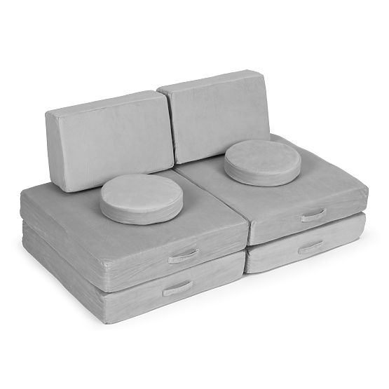 Veľká modulárna skladacia pohovka pre deti DIY 8 mäkkých vankúšov - sivá ECOTOYS