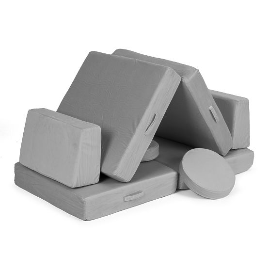 Veľká modulárna skladacia pohovka pre deti DIY 8 mäkkých vankúšov - sivá ECOTOYS