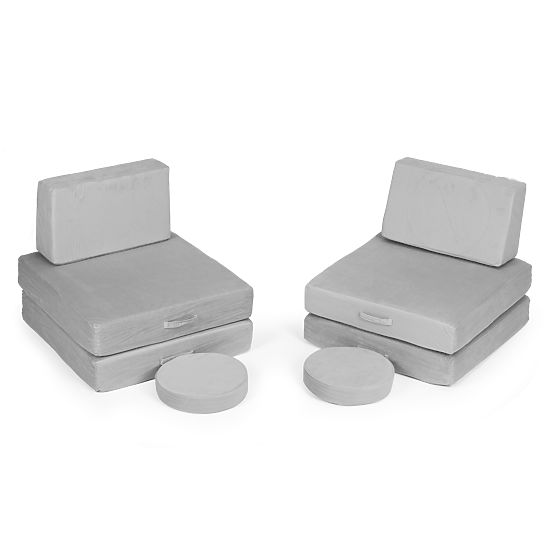 Veľká modulárna skladacia pohovka pre deti DIY 8 mäkkých vankúšov - sivá ECOTOYS
